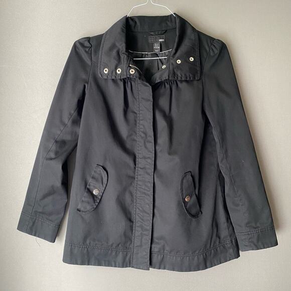 H&M sz 4 black zip cotton winter coat - Picture 1 of 8